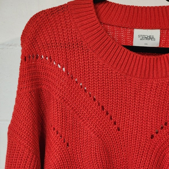 Stitches + Stripes Red Knit Sweater XXL Chevron Long Sleeve‎ Casual Scandi-Style - Picture 3 of 6